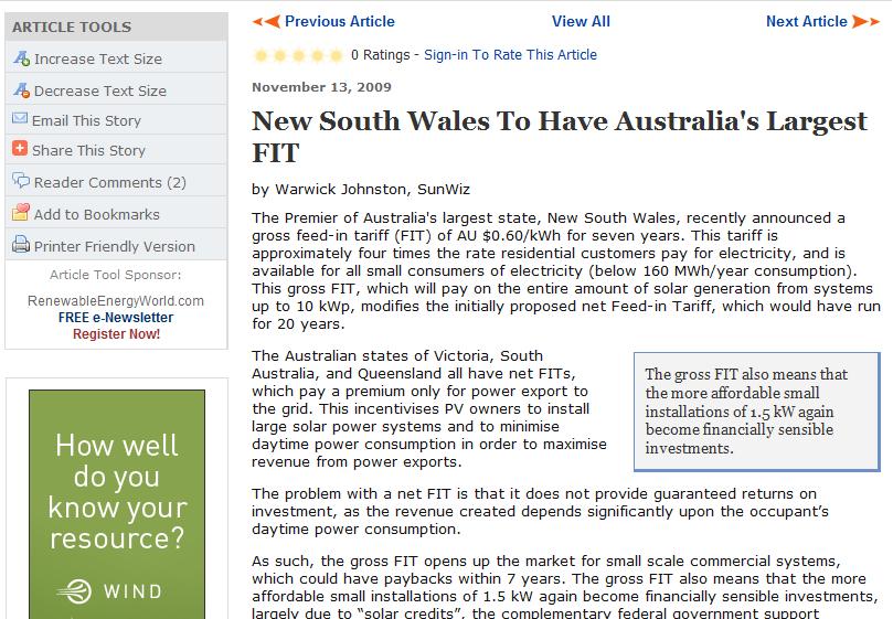 Australias largest FiT